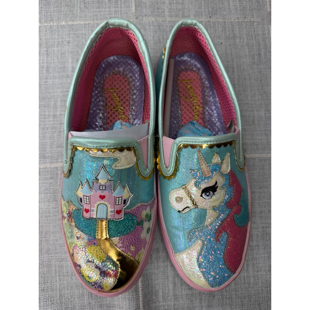 Irregular Choice Size 40 US 9 Misty Castle Slip On Shoes Pink Metallic Princess